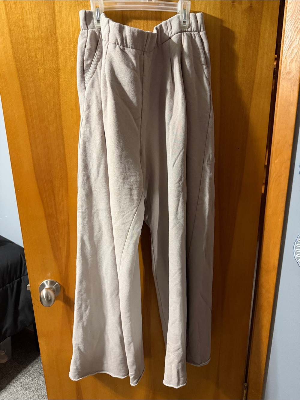 aerie Light Tan Wide-Leg Lounge Pants